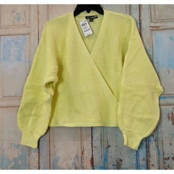 INC International Concepts Womens Size Small Yellow Knitted Wrap Sweater - Picture 1 of 8